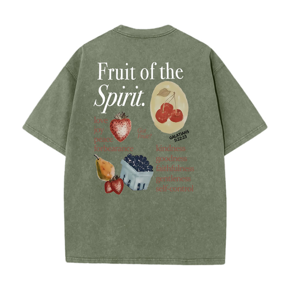 Christianartworkshop Frucht des Geistes Doppelseitiges Unisex-T-Shirt (vorgewaschen) - Armeegrün - 5XL - image 0