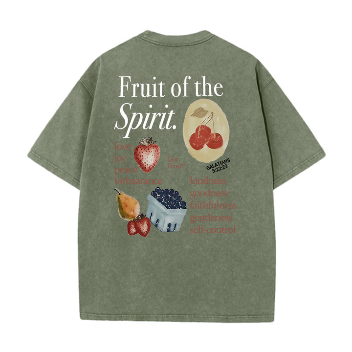 Christianartworkshop Frucht des Geistes Doppelseitiges Unisex-T-Shirt (vorgewaschen) - Armeegrün - 5XL - image 0