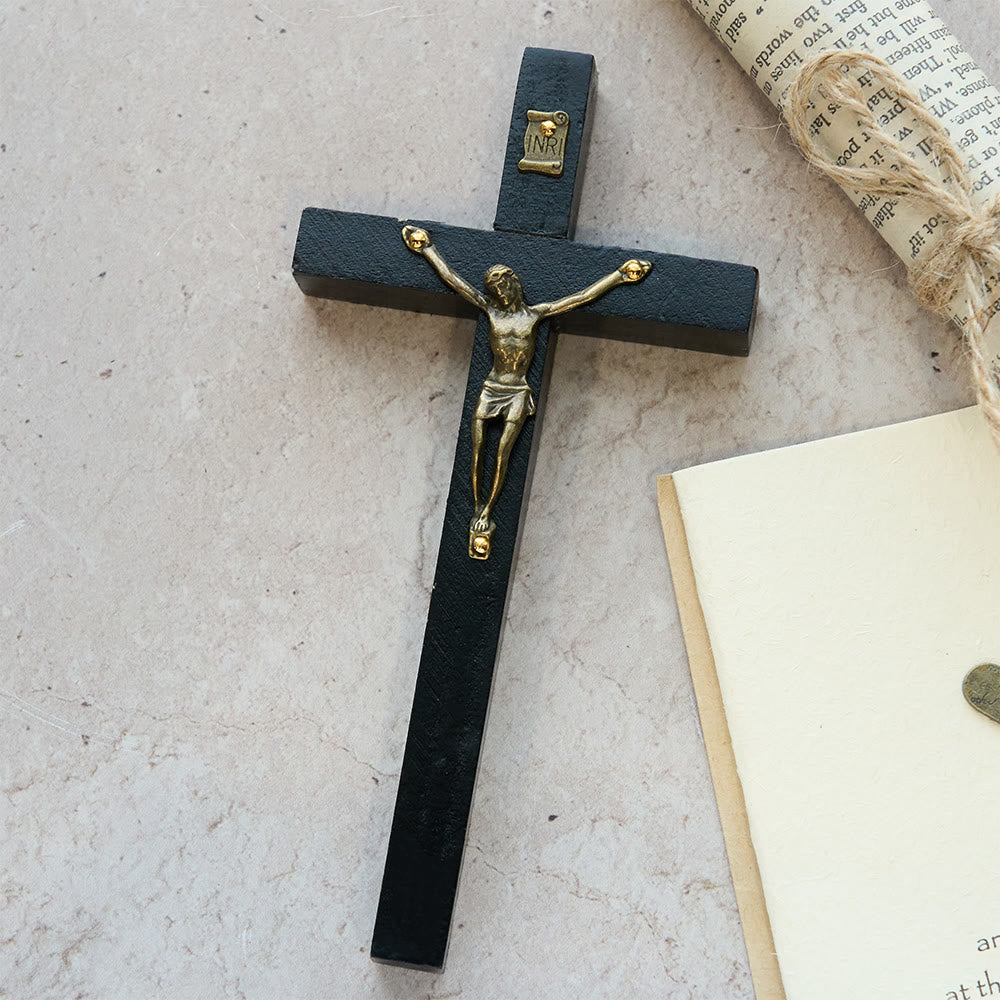 Christianartworkshop Wanddeko aus Holz mit Kreuz und Metallelementen: Stille Andacht für Wohnräume - image 3