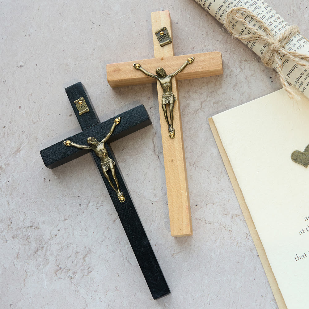 Christianartworkshop Wanddeko aus Holz mit Kreuz und Metallelementen: Stille Andacht für Wohnräume - image 1