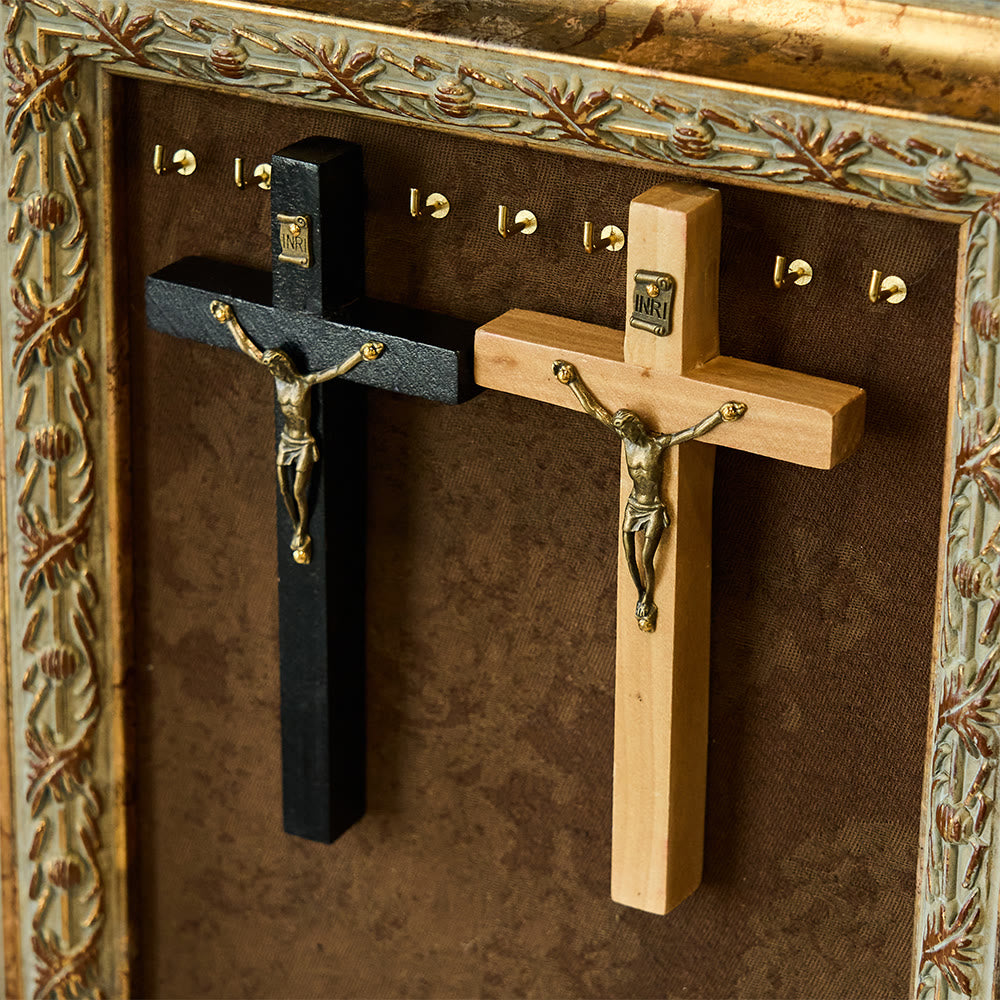 Christianartworkshop Wanddeko aus Holz mit Kreuz und Metallelementen: Stille Andacht für Wohnräume - image 0