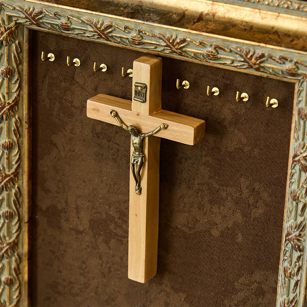 Christianartworkshop Wanddeko aus Holz mit Kreuz und Metallelementen: Stille Andacht für Wohnräume - Beige - image 6