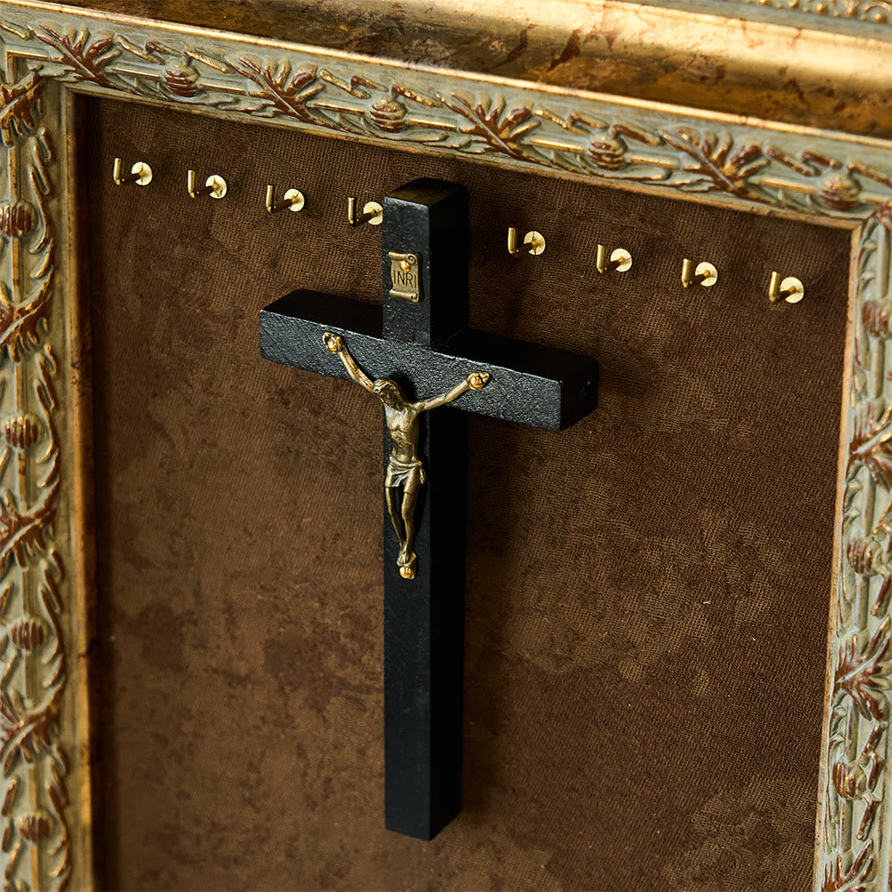 Christianartworkshop Wanddeko aus Holz mit Kreuz und Metallelementen: Stille Andacht für Wohnräume - Schwarz - image 2