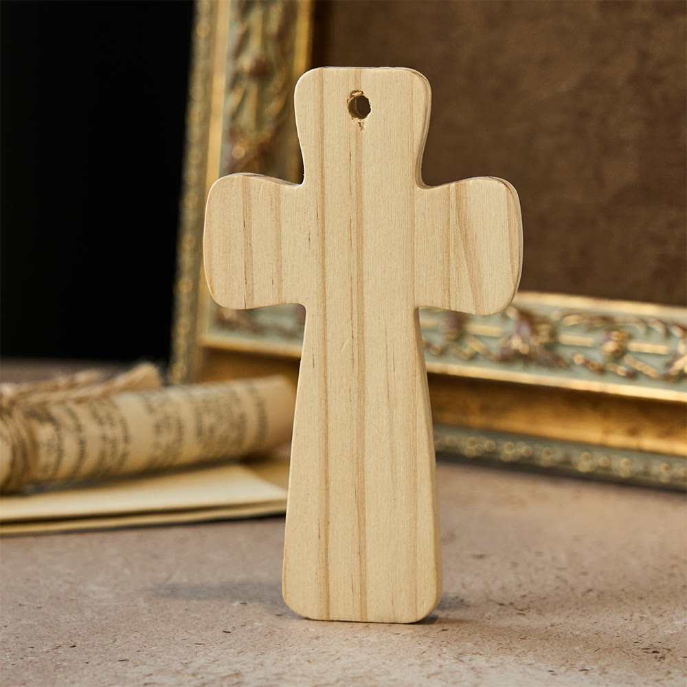 Christianartworkshop Holzkreuz-Dekoration mit Ätzung des Gotteskindes: Sanftes Zuhause-Accessoire - image 3