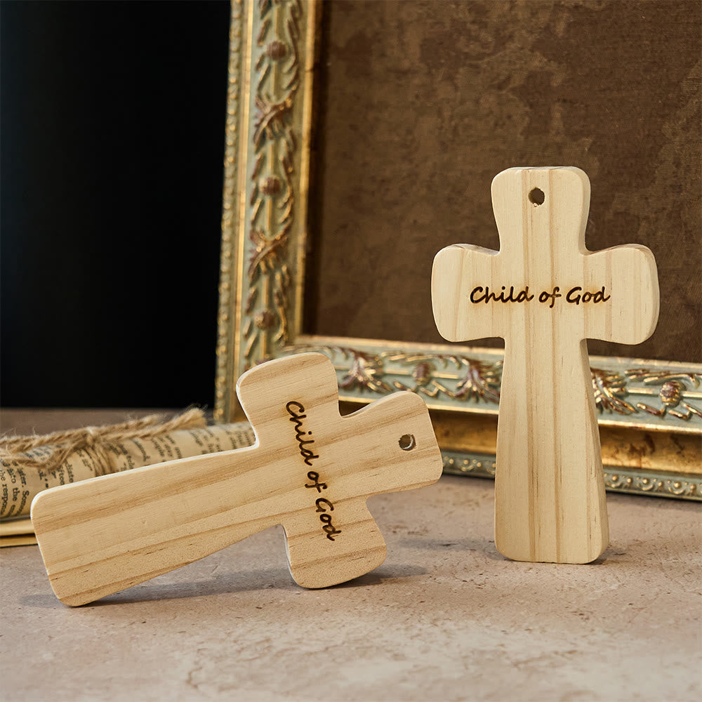 Christianartworkshop Holzkreuz-Dekoration mit Ätzung des Gotteskindes: Sanftes Zuhause-Accessoire - 2-teiliges Set - image 0