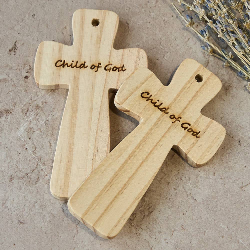 Christianartworkshop Holzkreuz-Dekoration mit Ätzung des Gotteskindes: Sanftes Zuhause-Accessoire - image 1