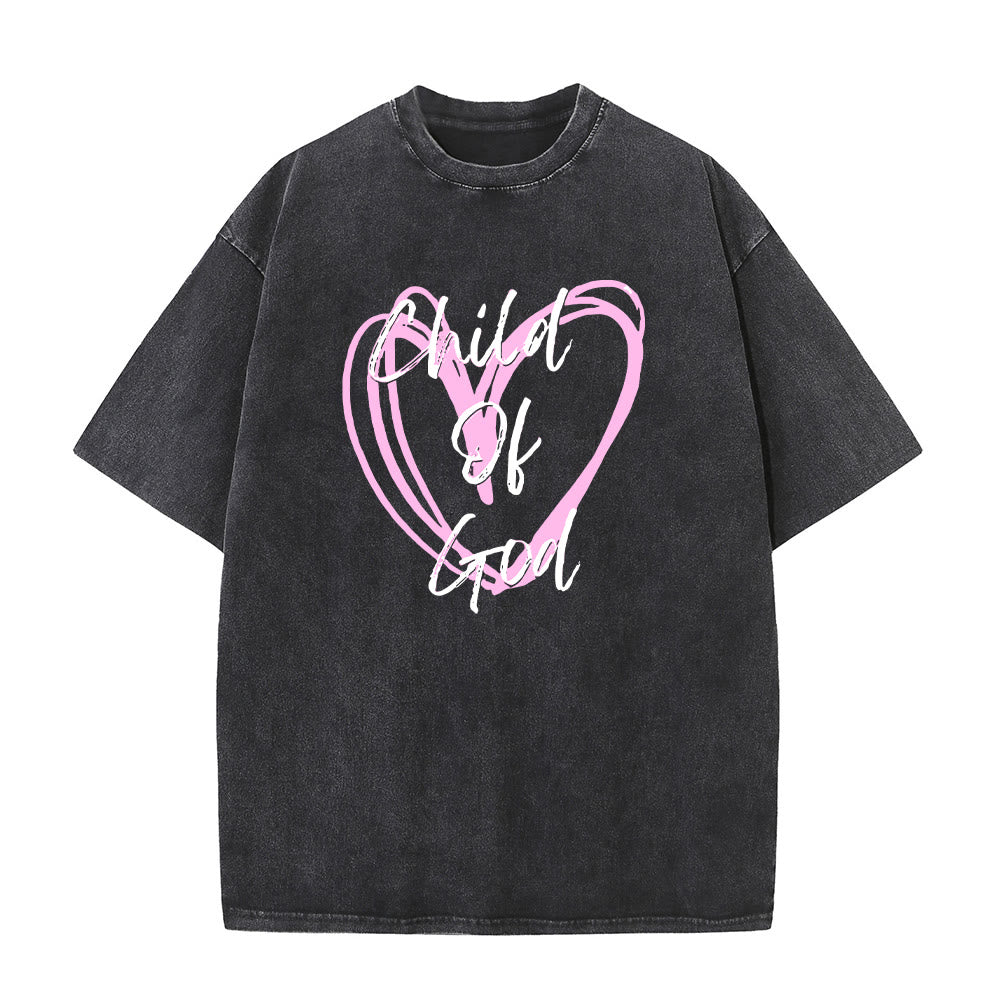 Christianartworkshop Romantisches Kind Gottes mit Heiligem Herzen Unisex-T-Shirt (vorgewaschen) - Schwarz - 5XL - image 0