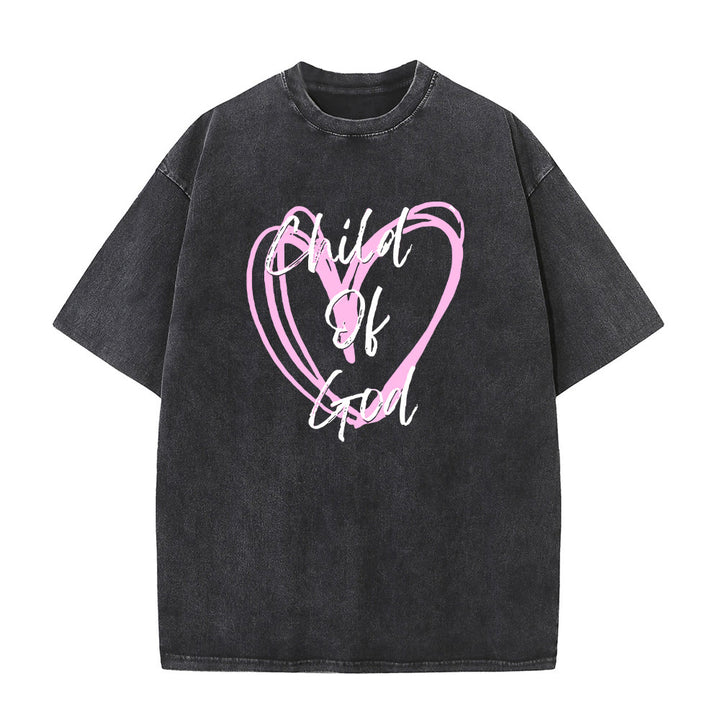 Christianartworkshop Romantisches Kind Gottes mit Heiligem Herzen Unisex-T-Shirt (vorgewaschen) - Schwarz - 5XL - image 0