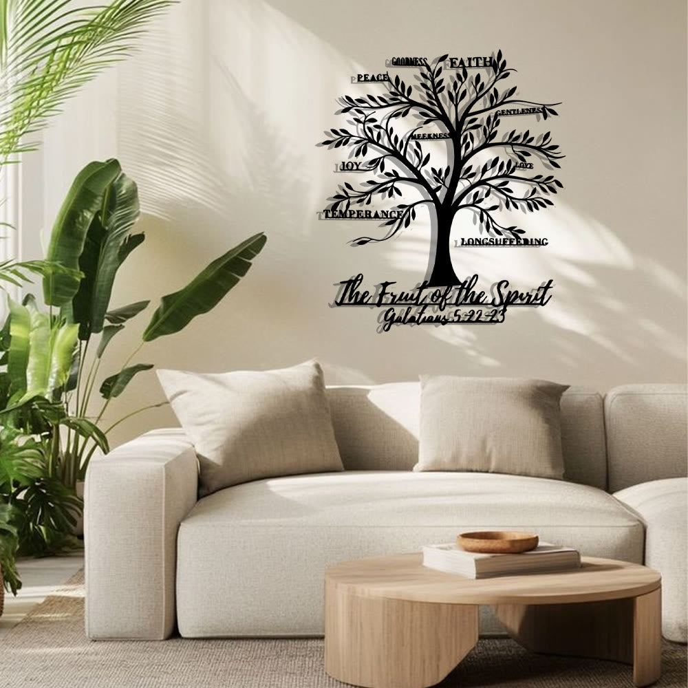 Christianartworkshop Wanddekoration „Frucht des Geistes Baum“ aus Metall: Sanfte Tugend für Wohnräume - image 3