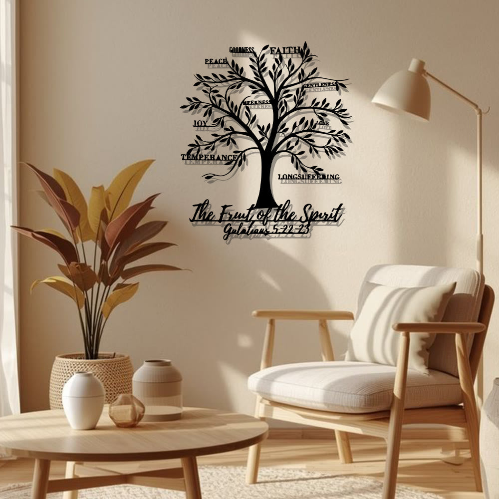Christianartworkshop Wanddekoration „Frucht des Geistes Baum“ aus Metall: Sanfte Tugend für Wohnräume - image 2