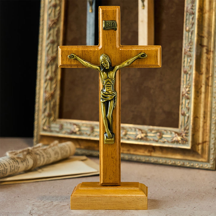Christianartworkshop Tischdekoration: Kruzifix der erlösenden Liebe – Seine Gabe in stiller Eleganz - Holzkreuz - image 0