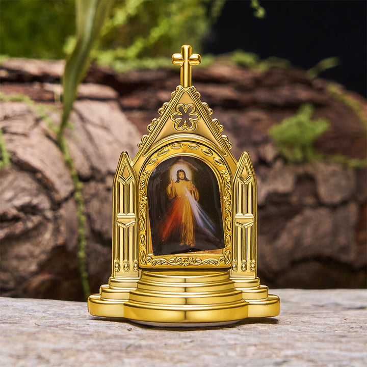 Christianartworkshop – Tischdekoration mit kunstvoll verziertem Rahmen und heiliger Figur: Seine Gegenwart in sanfter Darstellung - Jesus - image 7