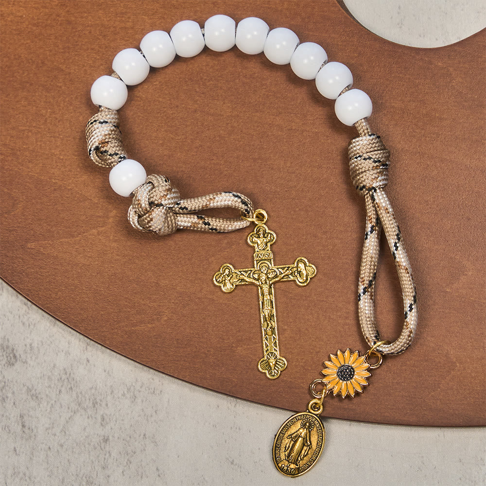 Christianartworkshop Doppelter Rosenkranz für die Hosentasche: Sonnenblume und Heilige Mutter für den Autospiegel oder zum Mitnehmen - image 4