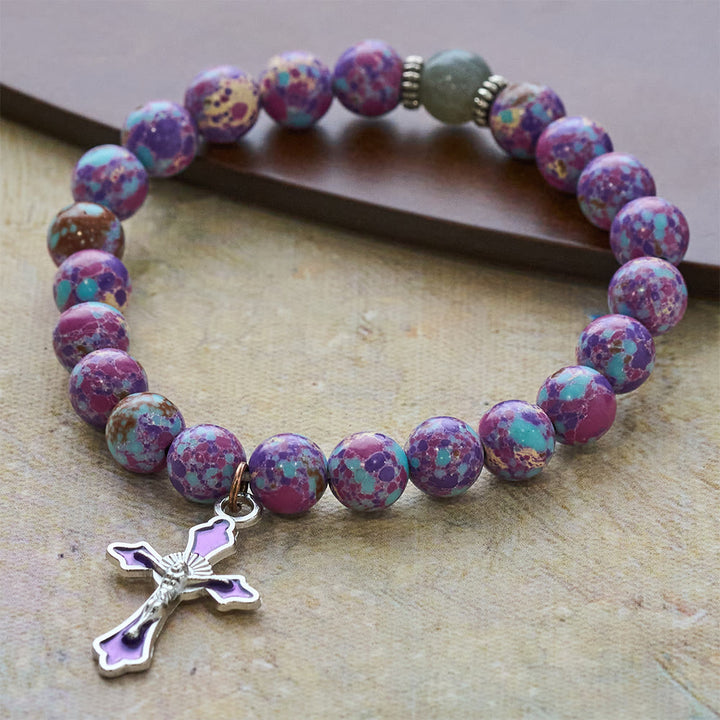 Christianartworkshop Marmoriertes Armband aus violettem Achat: Ausgeprägte Verbundenheit mit erdigen Texturen - image 3