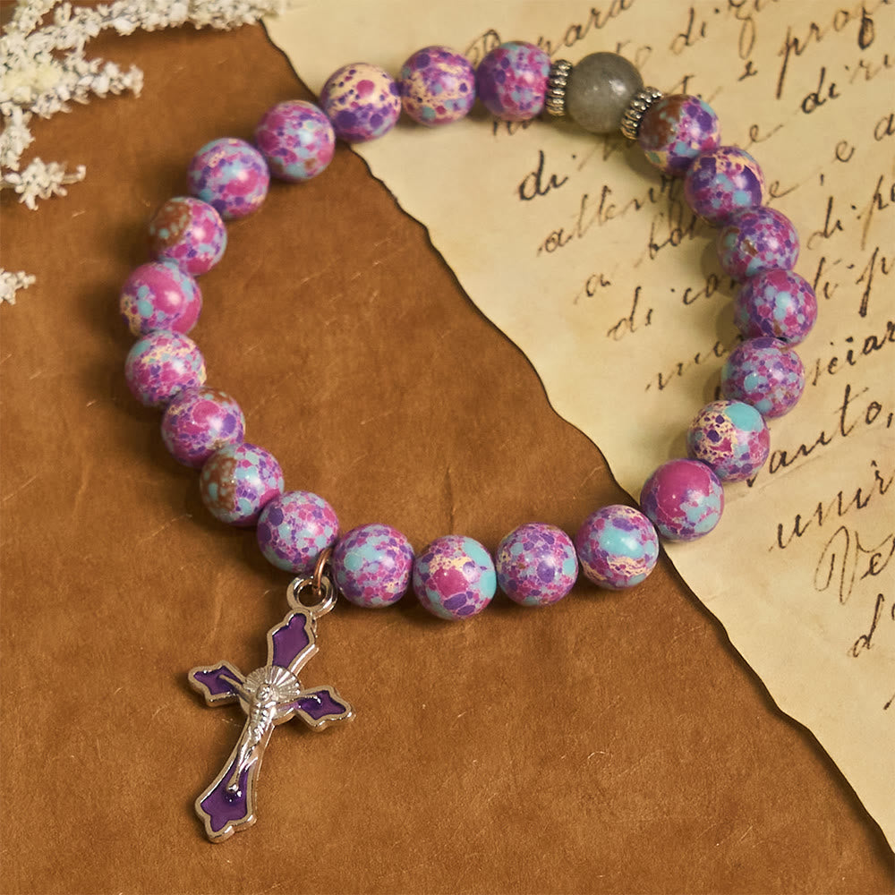 Christianartworkshop Marmoriertes Armband aus violettem Achat: Ausgeprägte Verbundenheit mit erdigen Texturen - image 4