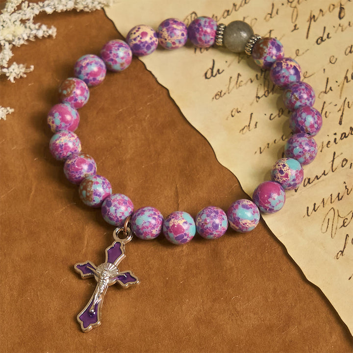 Christianartworkshop Marmoriertes Armband aus violettem Achat: Ausgeprägte Verbundenheit mit erdigen Texturen - image 4