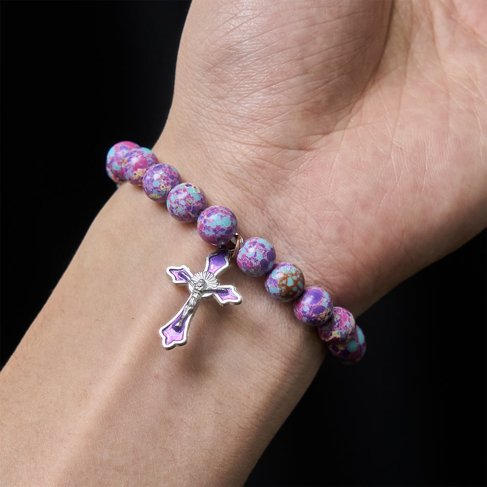 Christianartworkshop Marmoriertes Armband aus violettem Achat: Ausgeprägte Verbundenheit mit erdigen Texturen - image 1
