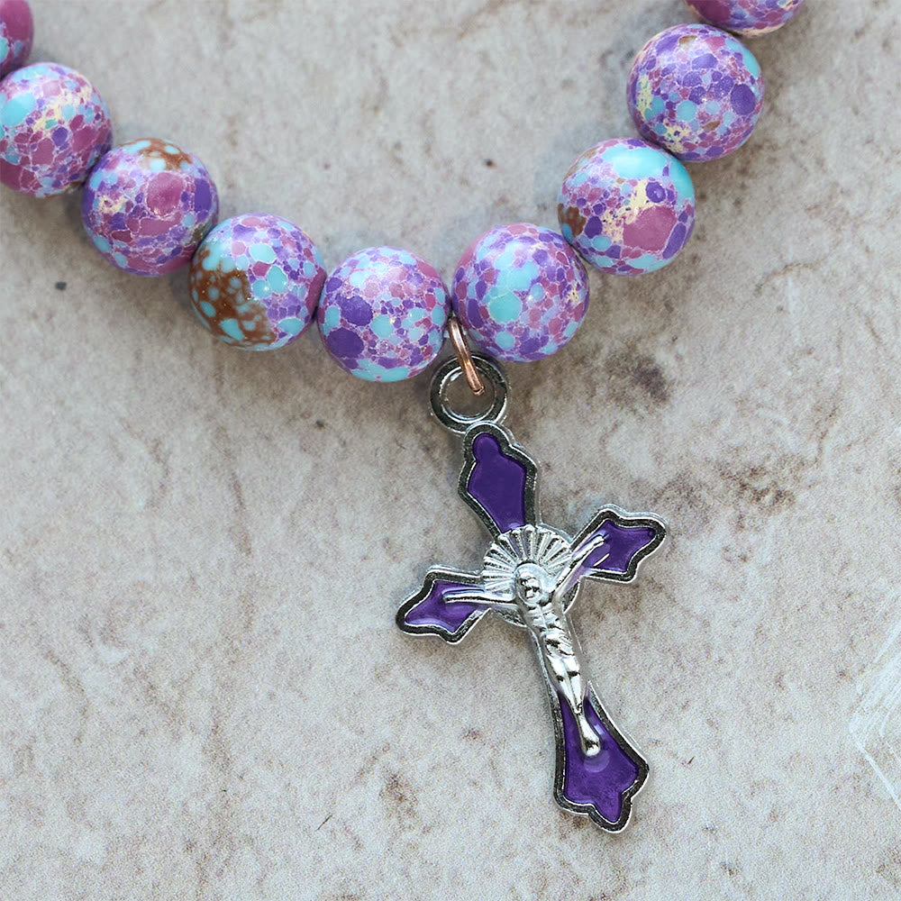 Christianartworkshop Marmoriertes Armband aus violettem Achat: Ausgeprägte Verbundenheit mit erdigen Texturen - image 7