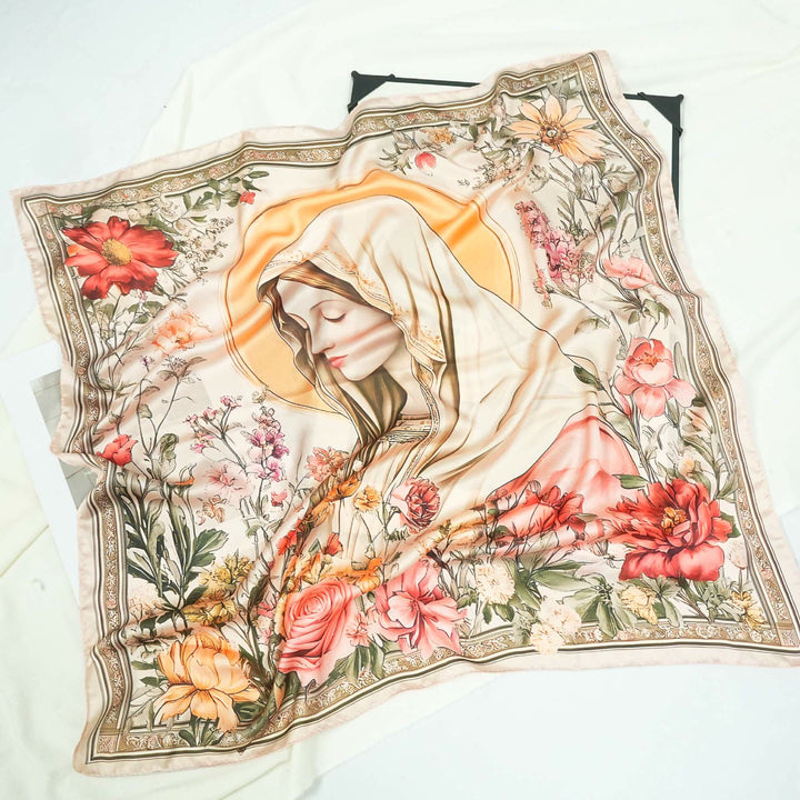 Christianartworkshop Satinschal „Serene Madonna“: Eine Blüte der Hingabe - C - image 5