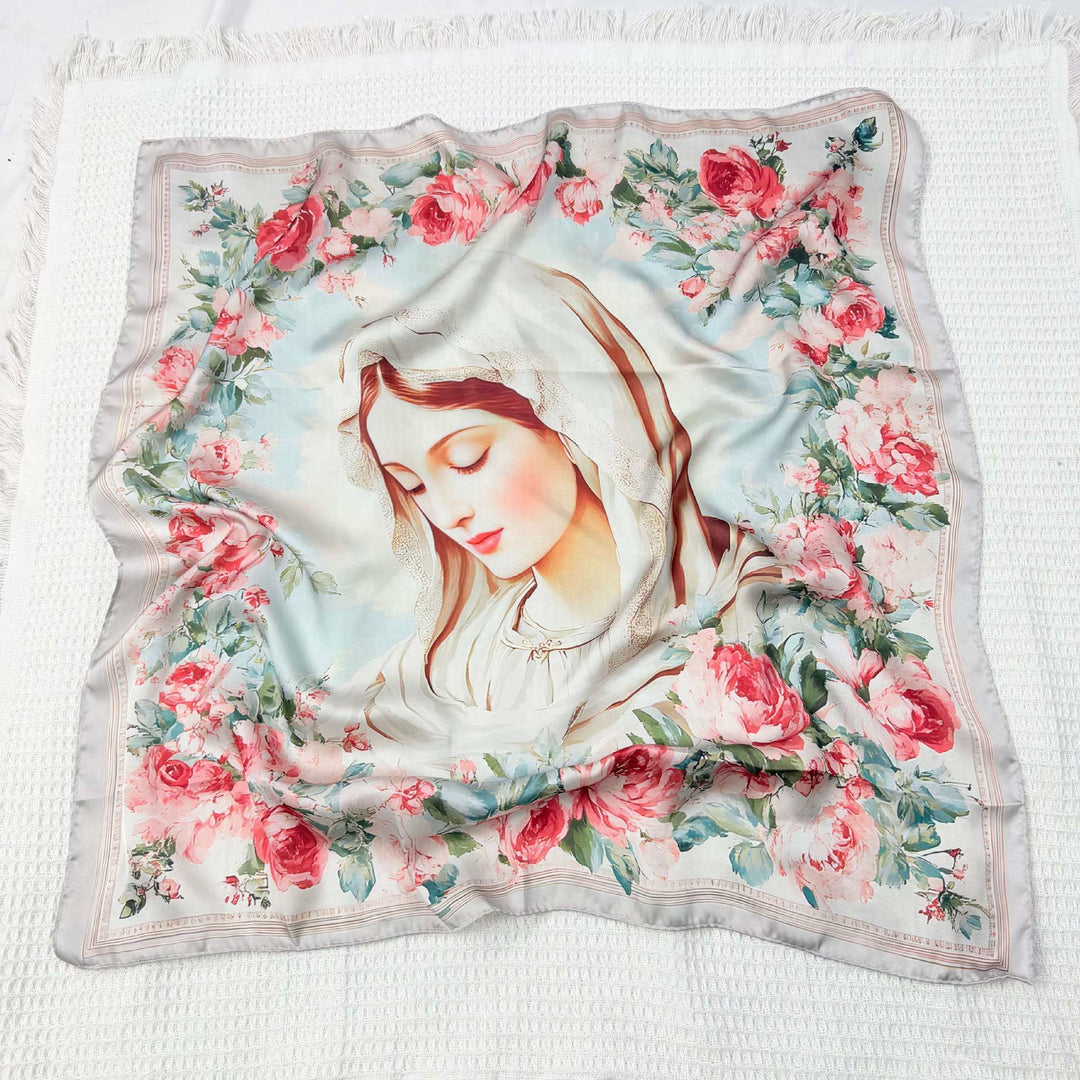 Christianartworkshop Satinschal „Serene Madonna“: Eine Blüte der Hingabe - O - image 20
