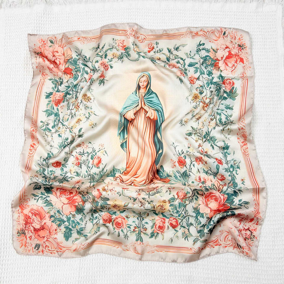 Christianartworkshop Satinschal „Serene Madonna“: Eine Blüte der Hingabe - M - image 18