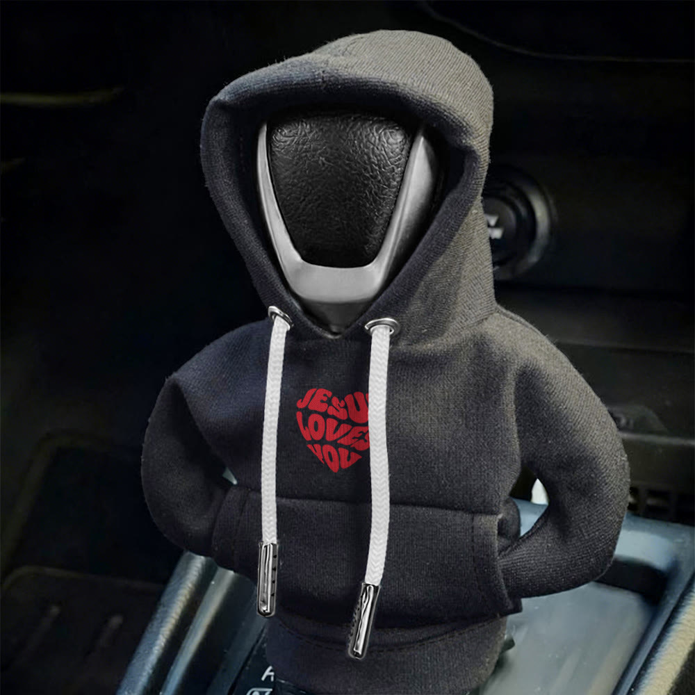 Christianartworkshop „Jesus liebt dich“-Hoodie mit Autoschalthebelbezug: Botschaft der Liebe für unterwegs - image 4