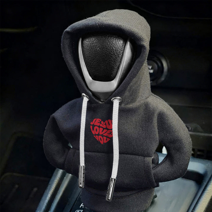 Christianartworkshop „Jesus liebt dich“-Hoodie mit Autoschalthebelbezug: Botschaft der Liebe für unterwegs - image 4