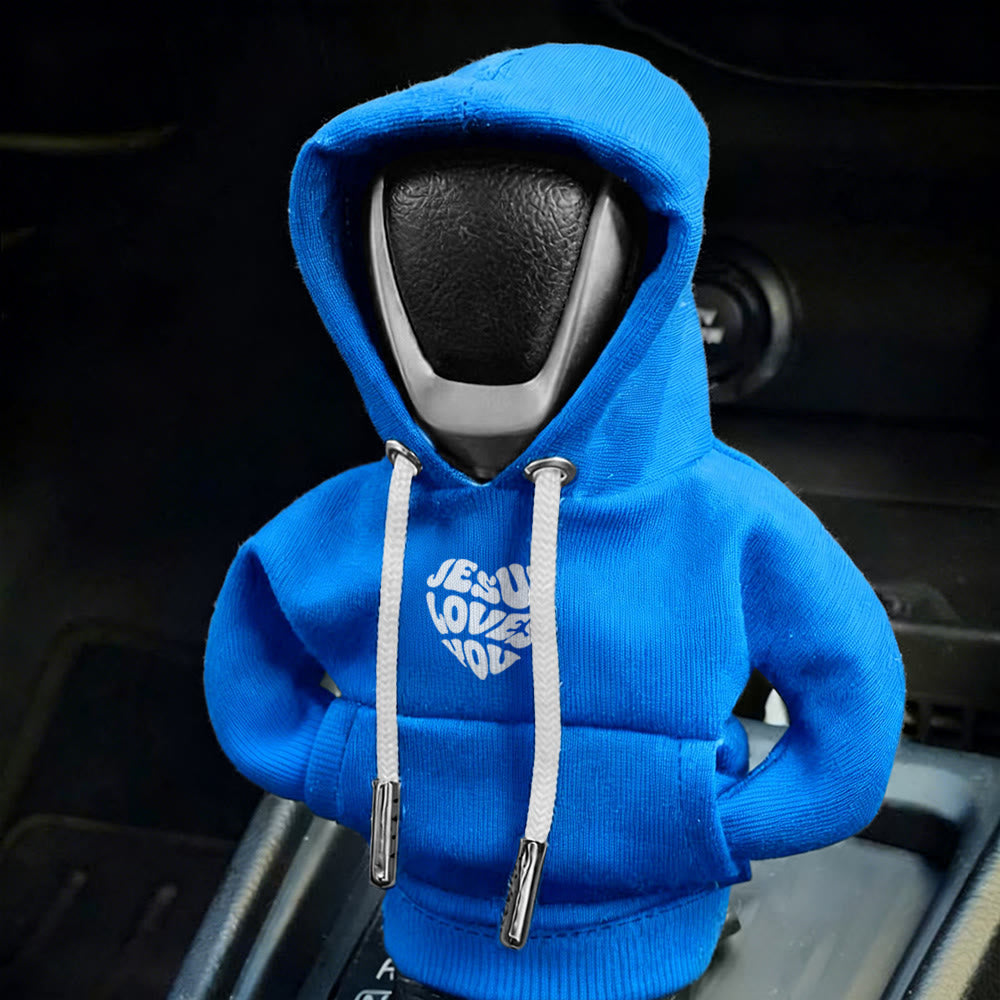 Christianartworkshop „Jesus liebt dich“-Hoodie mit Autoschalthebelbezug: Botschaft der Liebe für unterwegs - image 9