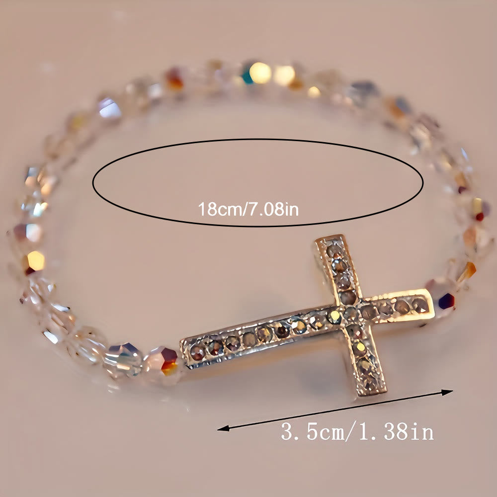 Christianartworkshop Armband mit weißem und pfauenblauem Kreuz: Glaube in Schimmer gehüllt - image 5