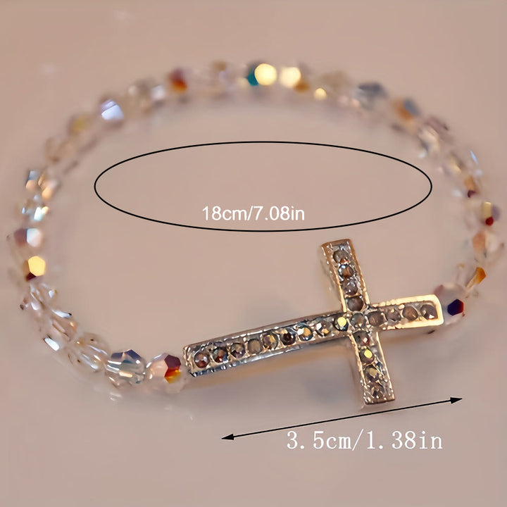 Christianartworkshop Armband mit weißem und pfauenblauem Kreuz: Glaube in Schimmer gehüllt - image 5