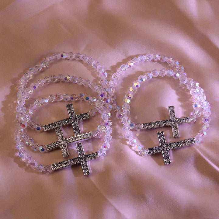 Christianartworkshop Armband mit weißem und pfauenblauem Kreuz: Glaube in Schimmer gehüllt - image 4