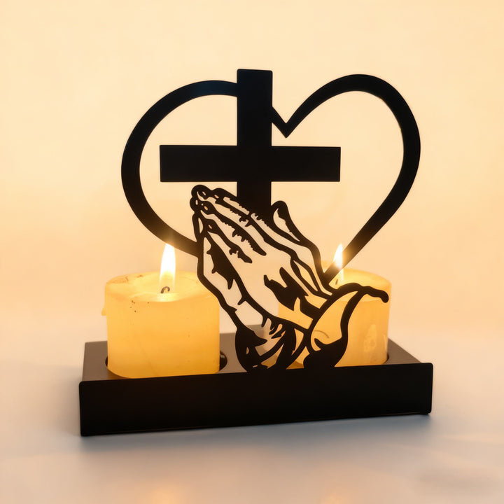 Christianartworkshop Gebetshände & Kreuzherz-Kerzenbox: Sanfte Andacht für den Schreibtisch - image 2