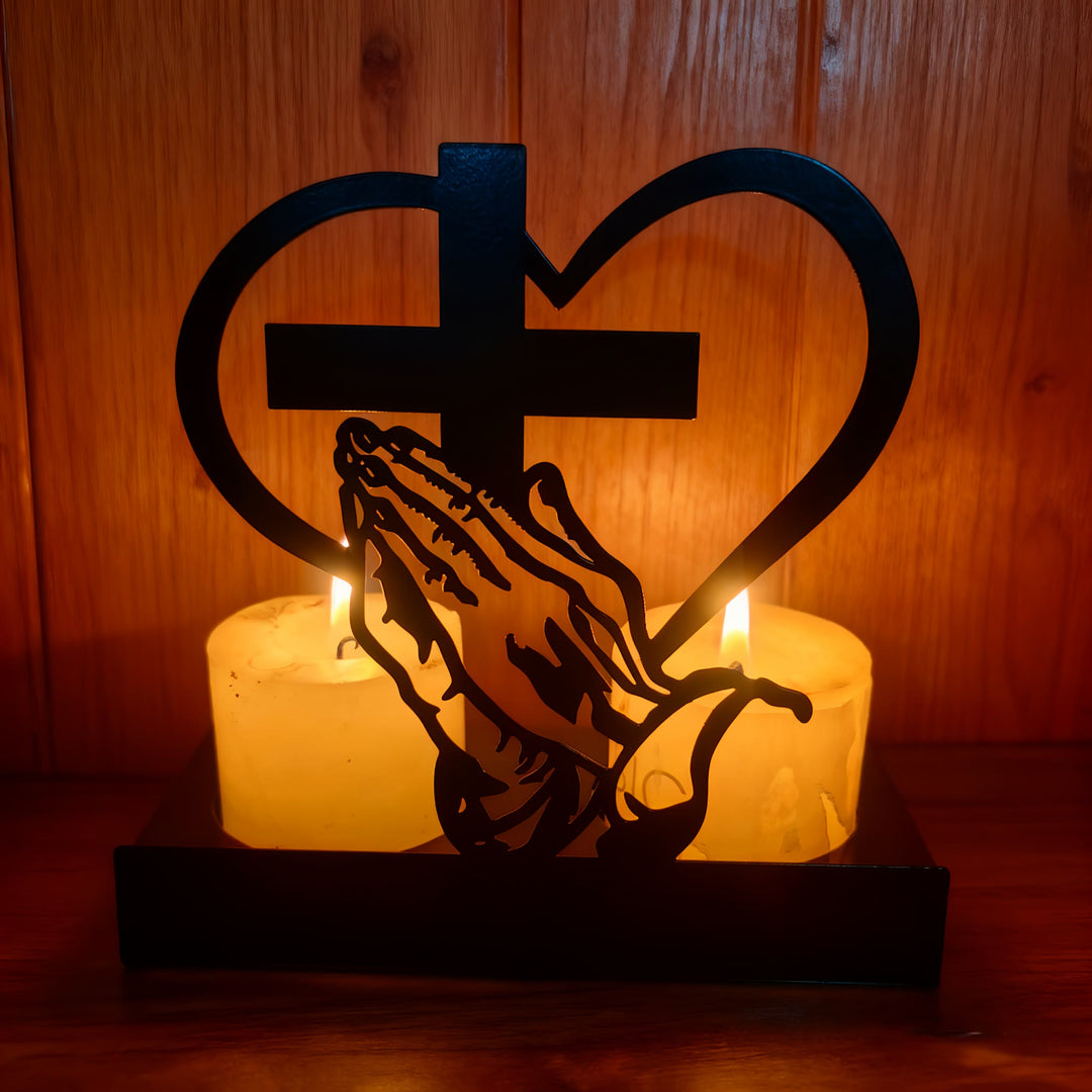 Christianartworkshop Gebetshände & Kreuzherz-Kerzenbox: Sanfte Andacht für den Schreibtisch - image 3