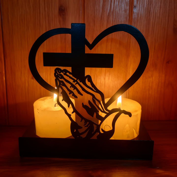 Christianartworkshop Gebetshände & Kreuzherz-Kerzenbox: Sanfte Andacht für den Schreibtisch - image 3