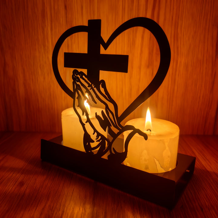 Christianartworkshop Gebetshände & Kreuzherz-Kerzenbox: Sanfte Andacht für den Schreibtisch - image 4