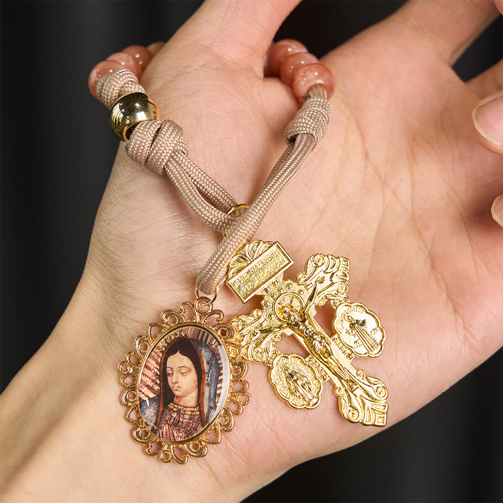 Christianartworkshop Rosenkranz „Unsere Liebe Frau segnet“ mit Kruzifix: Zarte Andacht für den täglichen Gebrauch - Unsere Liebe Frau und das Kruzifix - image 0