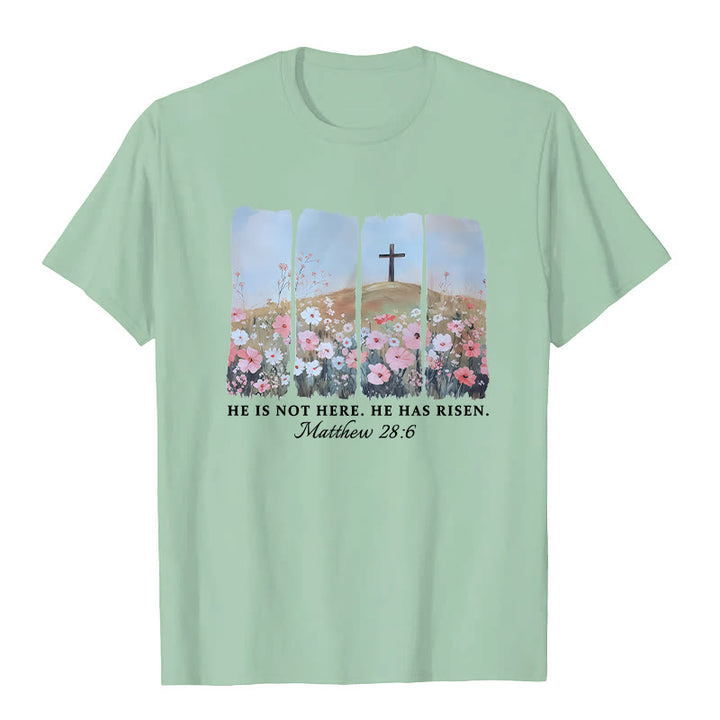 Christianartworkshop Er ist auferstanden – Glaubensinspiriertes T-Shirt mit Blumenkreuz - Hellgrün - 2XL - image 10