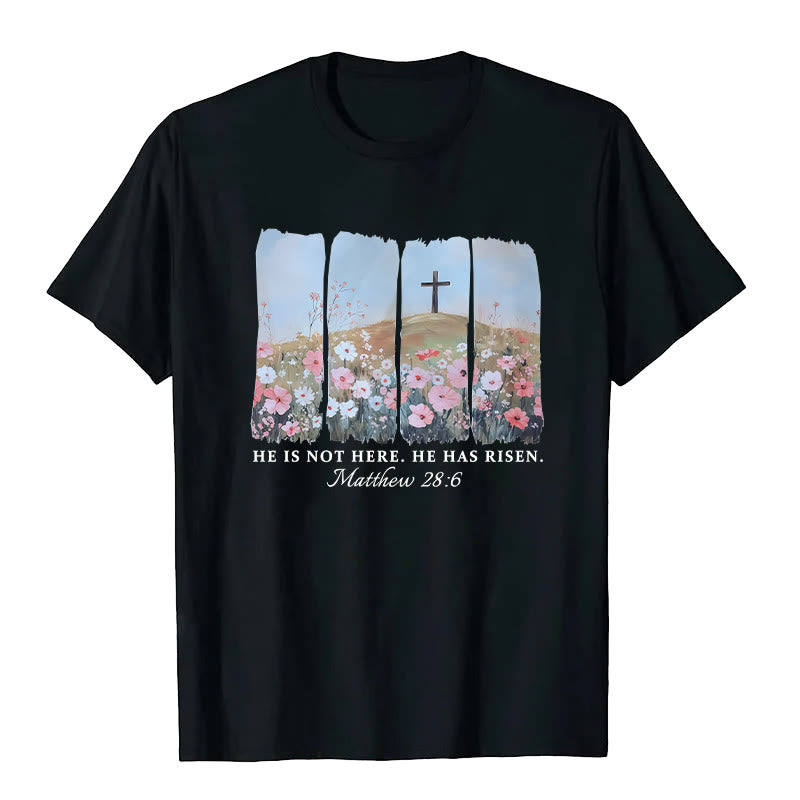Christianartworkshop Er ist auferstanden – Glaubensinspiriertes T-Shirt mit Blumenkreuz - Schwarz - 2XL - image 9