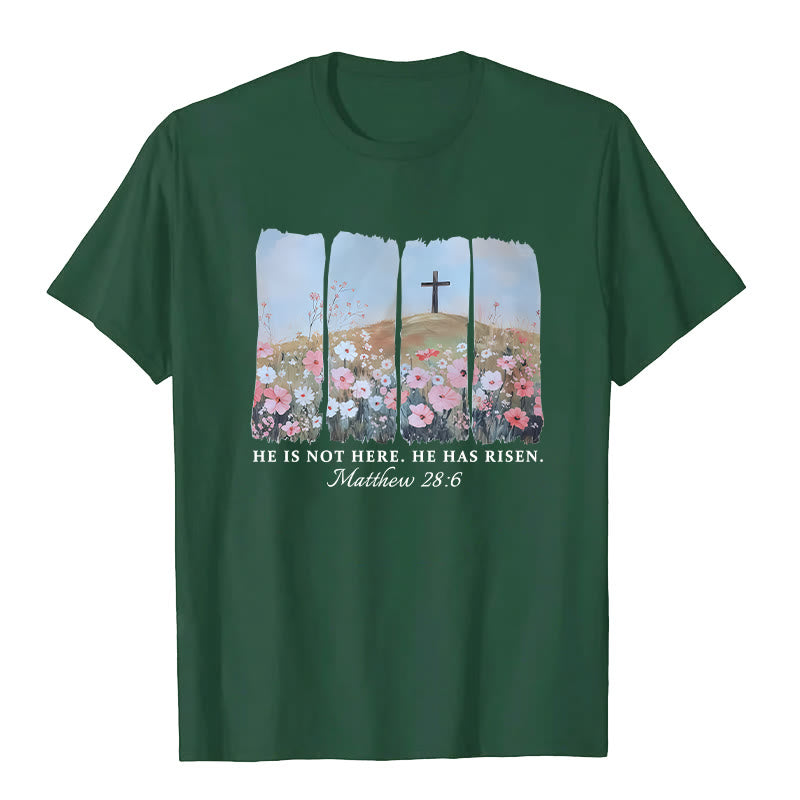 Christianartworkshop Er ist auferstanden – Glaubensinspiriertes T-Shirt mit Blumenkreuz - Dunkelgrün - 2XL - image 7