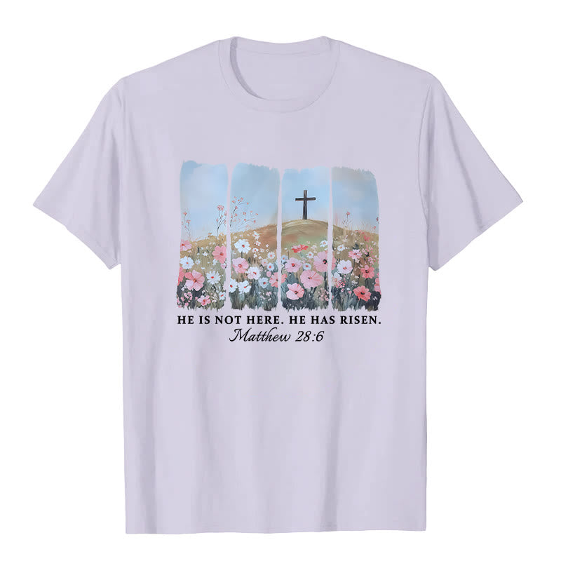 Christianartworkshop Er ist auferstanden – Glaubensinspiriertes T-Shirt mit Blumenkreuz - Lila - 2XL - image 5