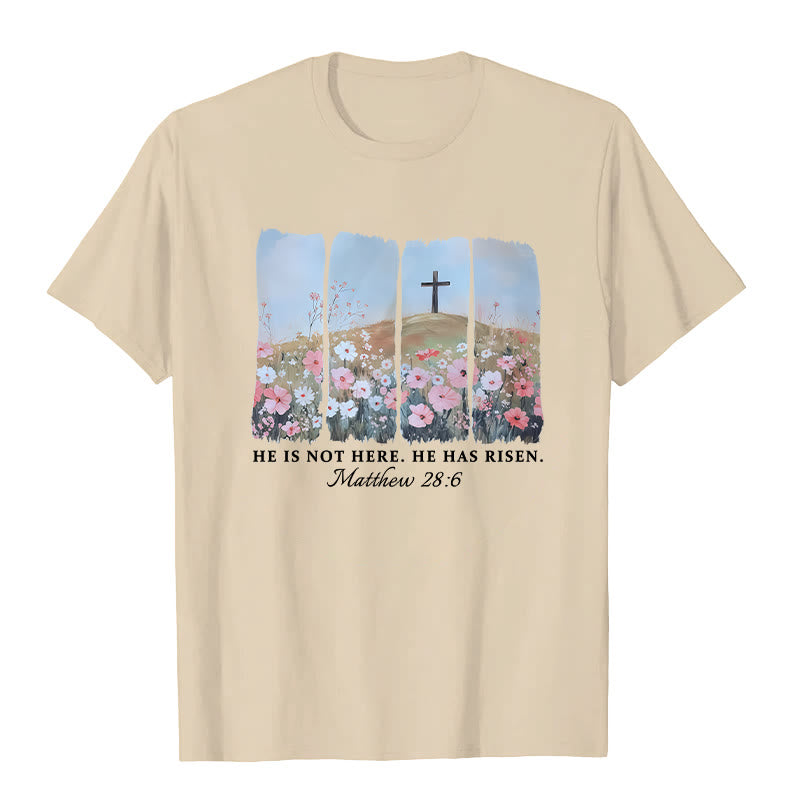 Christianartworkshop Er ist auferstanden – Glaubensinspiriertes T-Shirt mit Blumenkreuz - Aprikose - 2XL - image 6