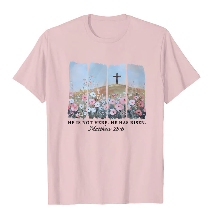 Christianartworkshop Er ist auferstanden – Glaubensinspiriertes T-Shirt mit Blumenkreuz - Rosa - 2XL - image 4