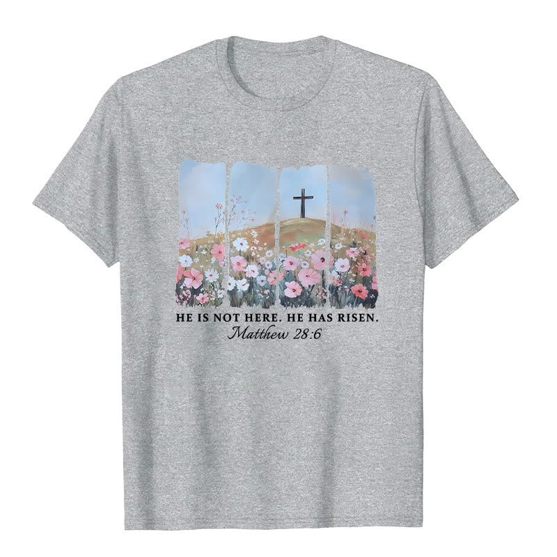 Christianartworkshop Er ist auferstanden – Glaubensinspiriertes T-Shirt mit Blumenkreuz - Grau - 2XL - image 11