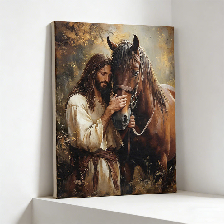 Christianartworkshop Wandbild „Sanfte Figur & Pferd“: Zärtliche Pflege für Wohnräume - image 2
