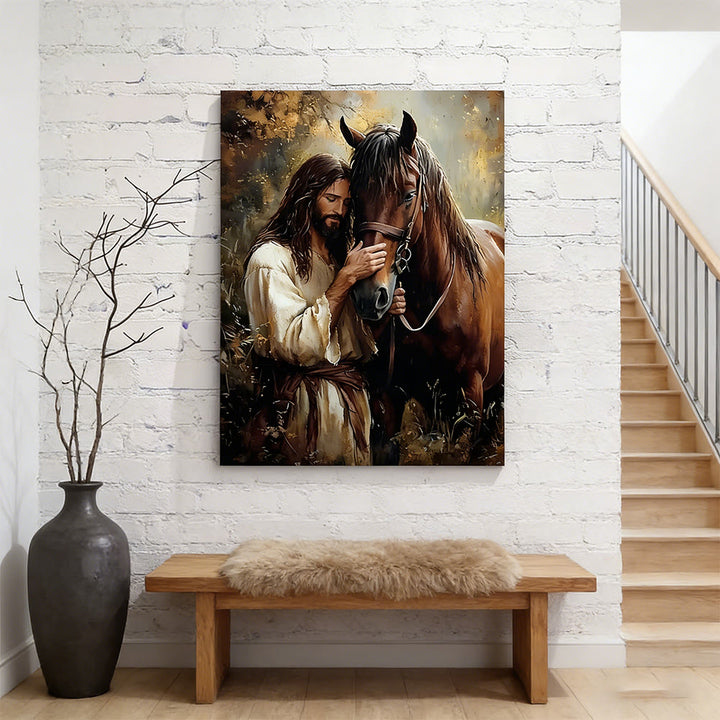 Christianartworkshop Wandbild „Sanfte Figur & Pferd“: Zärtliche Pflege für Wohnräume - image 3