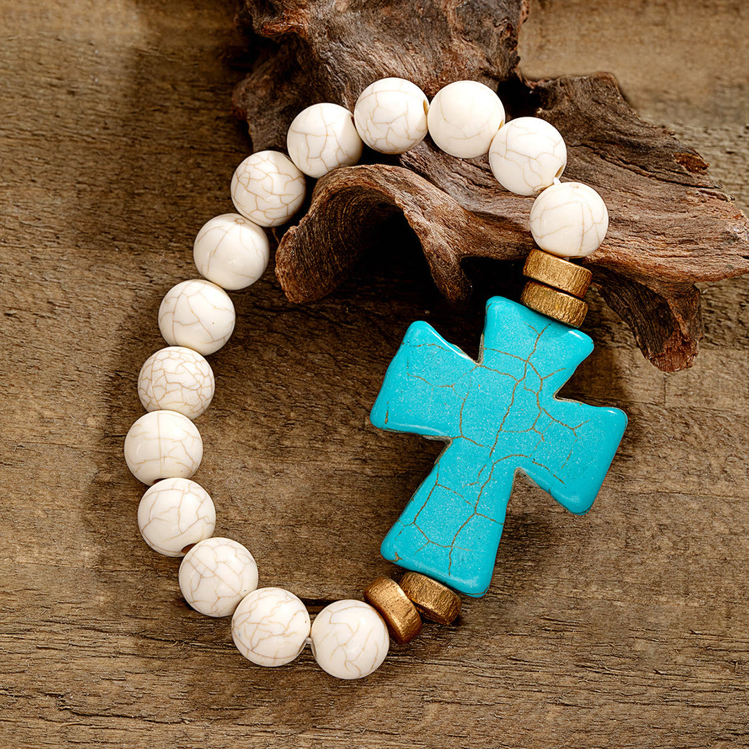 Christianartworkshop Armband mit Kreuz in verschiedenen Stilen und Struktur: Ausdrucksstarke Hingabe für jeden Tag - Blau & Weiß - image 0