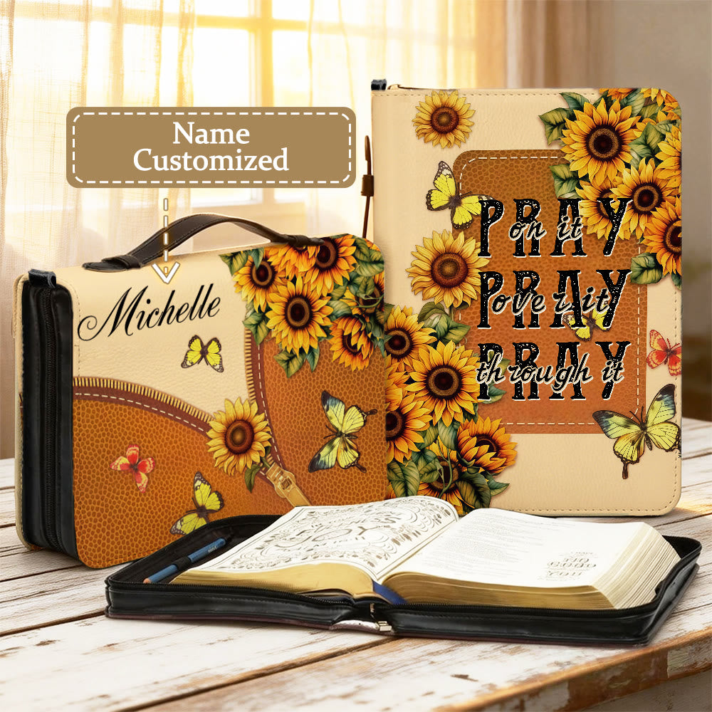 Christianartworkshop „Pray Through It“ Sonnenblumen-Bibelcover: Beharrlicher Glaube an sein Wort - 2XL - Name personalisiert - image 11