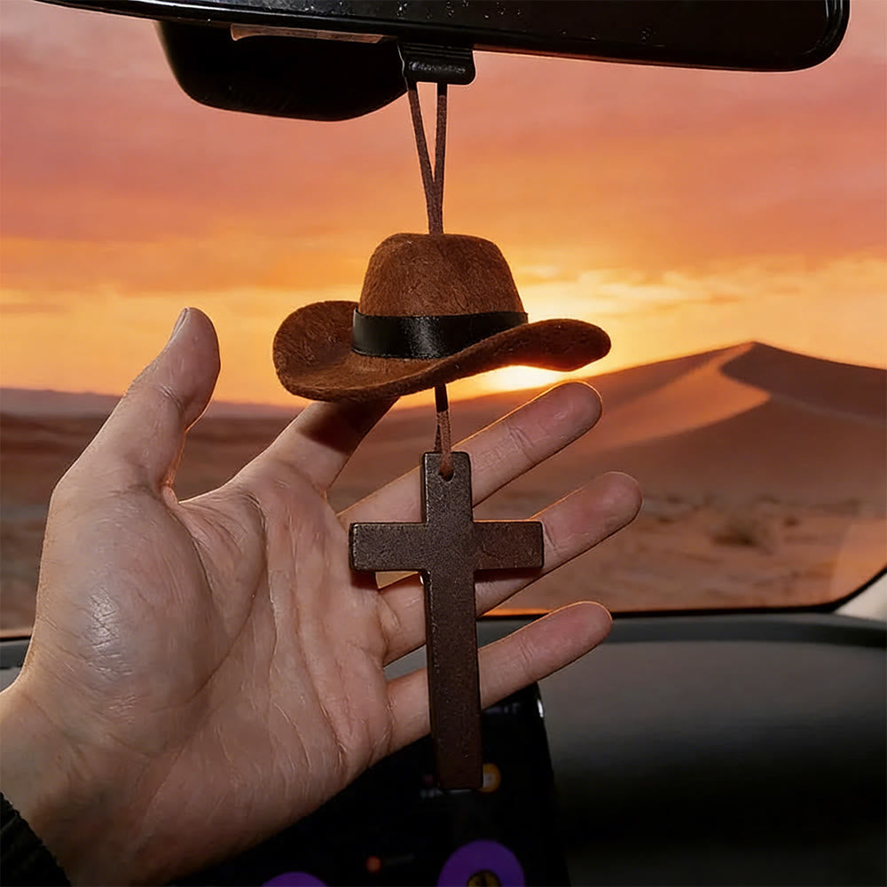 Christianartworkshop Cowboyhut- und Kreuz-Autoanhänger: Unerschütterlicher Glaube für die offene Straße - image 3