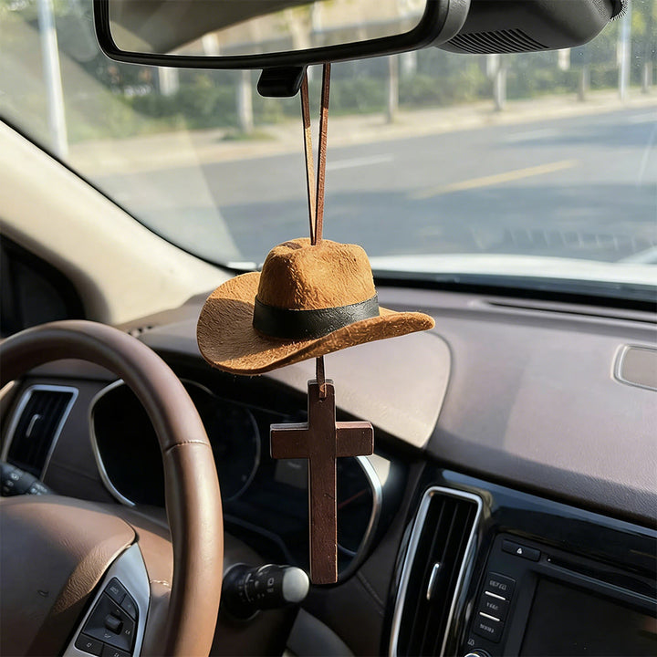 Christianartworkshop Cowboyhut- und Kreuz-Autoanhänger: Unerschütterlicher Glaube für die offene Straße - image 4