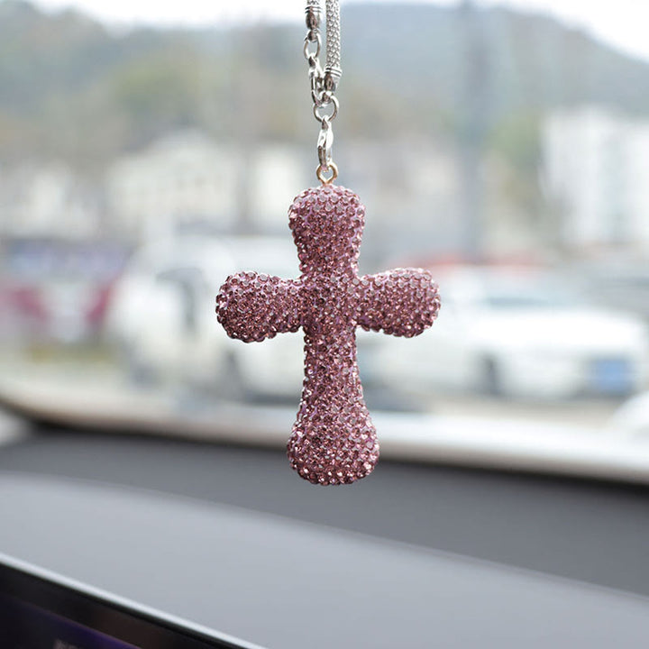 Christianartworkshop Autoanhänger mit kristallverziertem Kreuz: Strahlender Glaube für jede Reise - image 6